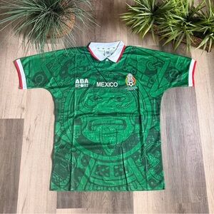 Vintage Mexico World Cup 1998 Aztec Soccer Jersey Green Retro Football Shirt Men